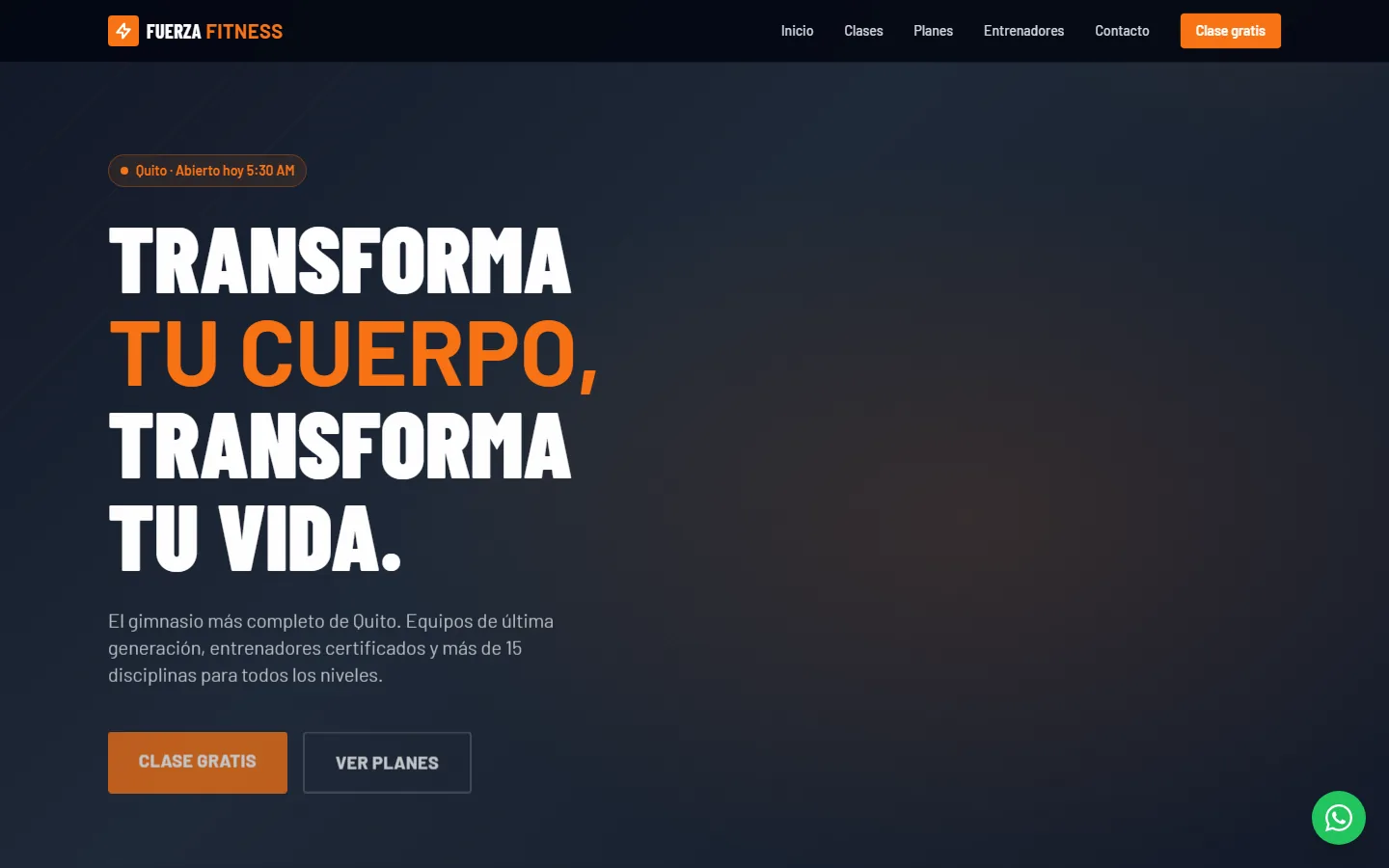 La web de Gimnasio vista en una computadora