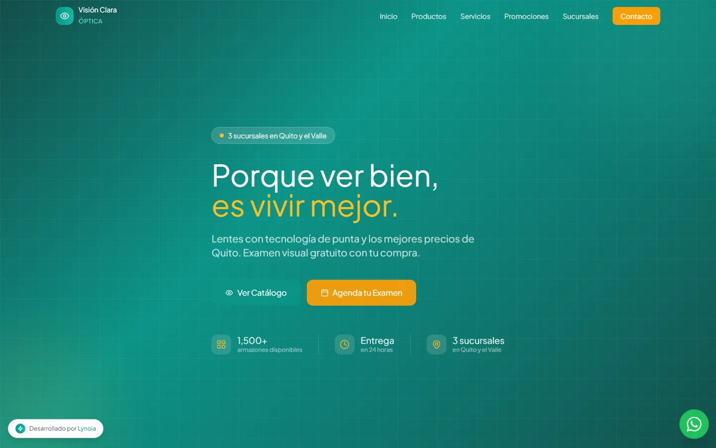 La web de Óptica vista en una computadora