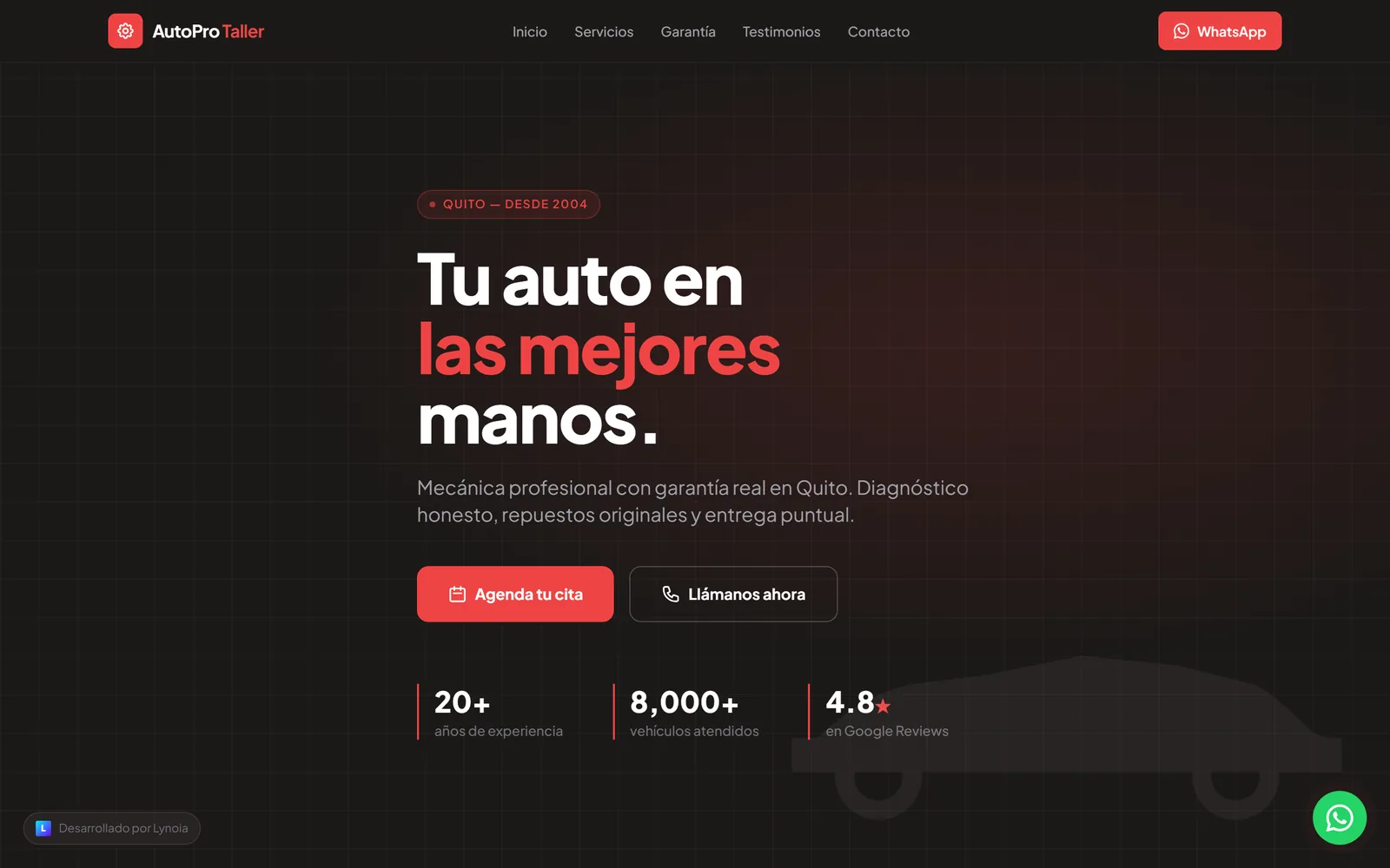 La web de AutoPro Taller vista en una computadora