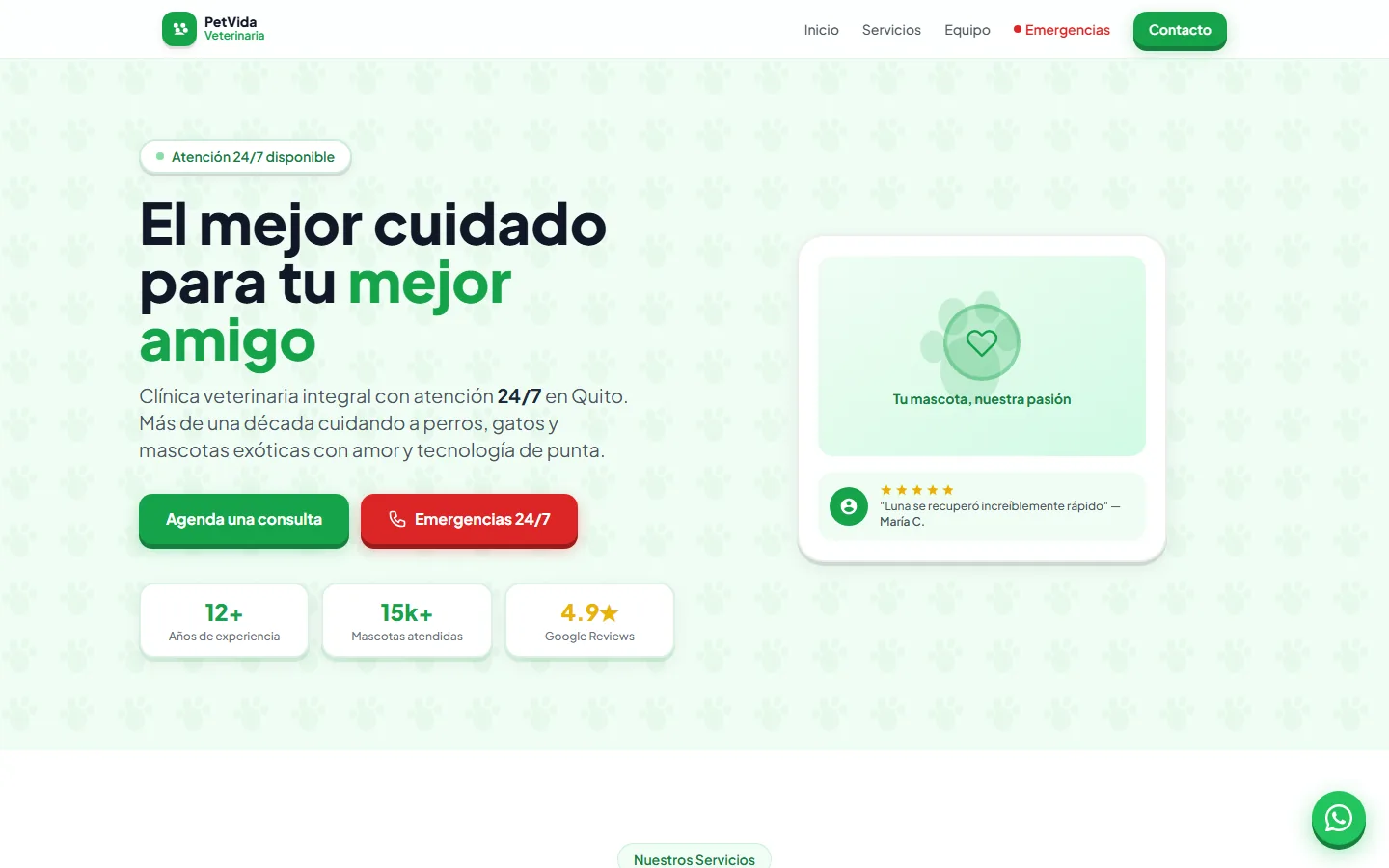 La web de Veterinaria vista en una computadora